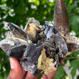 Gorgeous Self-Standing Smoky Quartz with Black Tourmaline and Hyalite, Rondekop, Erongo Mountain, Erongo Region, Namibia