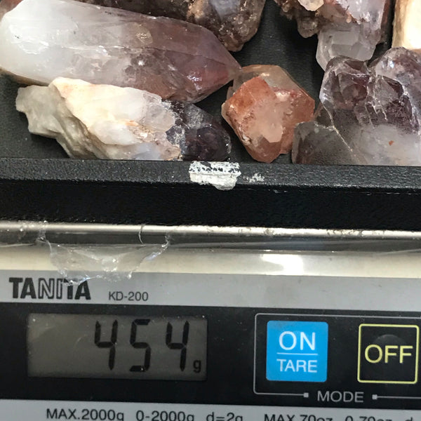 1lb Ishuko Red Phantom Quartz, One pound, 19 pieces, Hematite included Quartz from the Central Province of Zambia