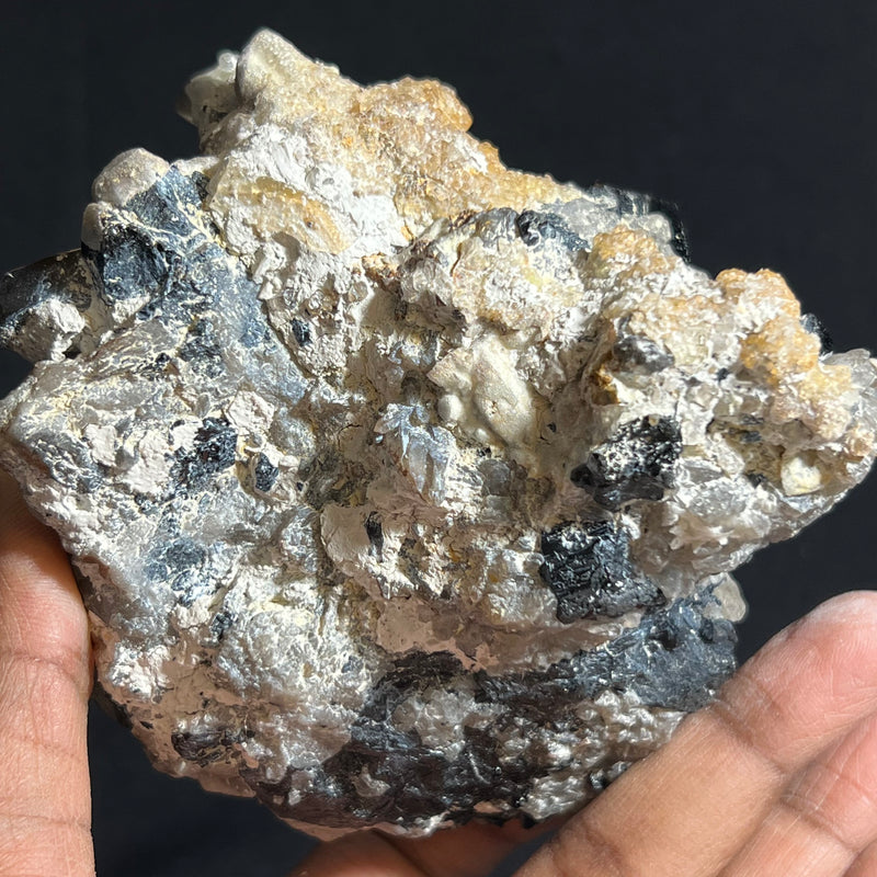 Black Tourmaline and Smoky Quartz with Hyalite, from Erongo Mountain, Erongo Region, Namibia