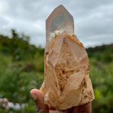 Self-Standing Phantom Discovery Quartz with Kaolinite, from Chongwe, Zambia