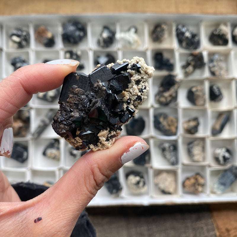 1.664kg of Mixed Lot of 54 Black Tourmaline pcs from Erongo Mountain, Erongo Region, Namibia