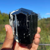 Lustrous Black Tourmaline Crystal with Hyalite, from Erongo Mountain, Erongo Region, Namibia