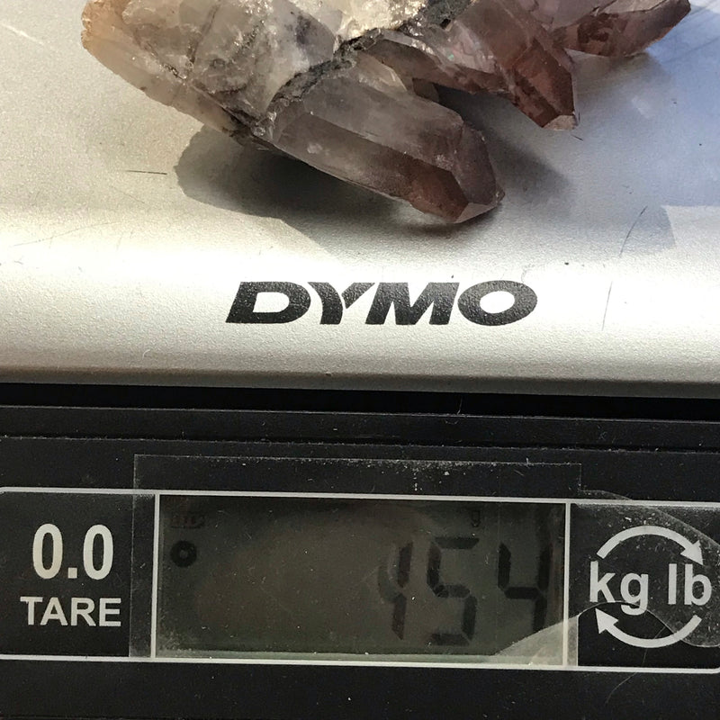 Self Standing Ishuko Red Phantom Quartz Cluster on White Quartz Base, Hematite included Quartz from the Central Province of Zambia