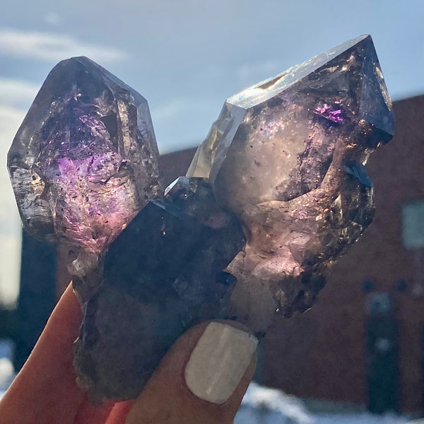 Double Terminated Shangaan Amethyst with Quartz, From Zimbabwe