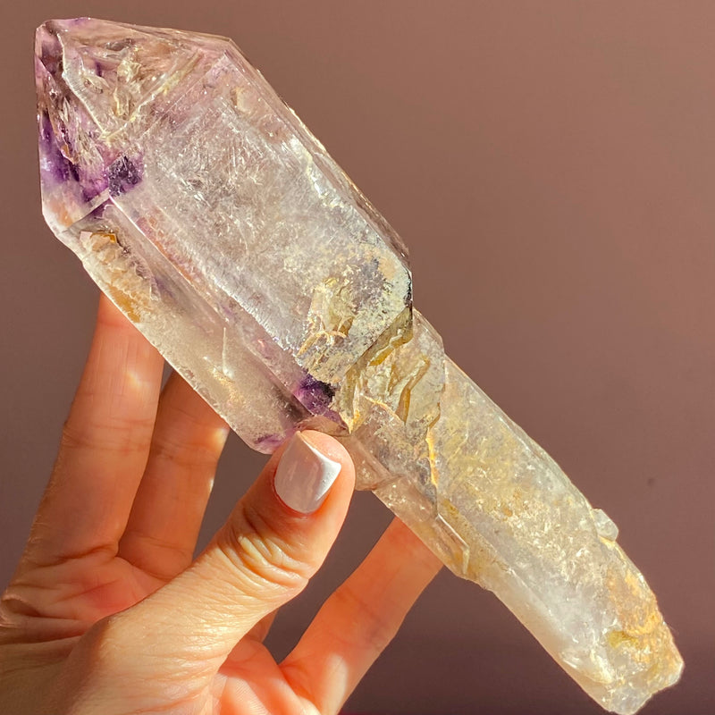 Top Shelf, Shangaan Scepter, Smokey Amethyst with Enhydro Inclusion From Zimbabwe