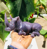 “Lounging Rhinoceros" Shona Sculpture in Lepidolite, from the Chitungwiza Art Centre, Zimbabwe