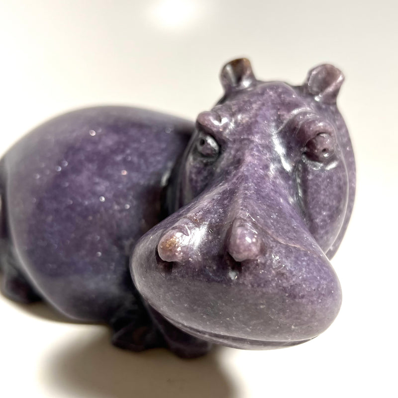 Lepidolite Hippo, Shona Sculpture from Zimbabwe by Shingi Chatsama