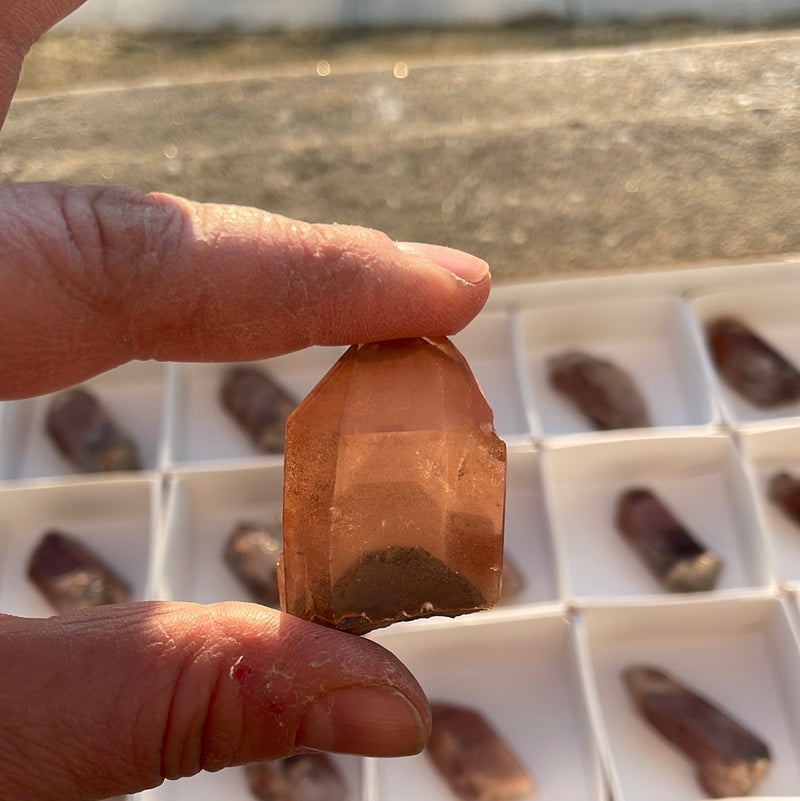 720g Lot of 24 Ishuko Red Phantom Quartz, Hematite included Quartz from the Central Province of Zambia