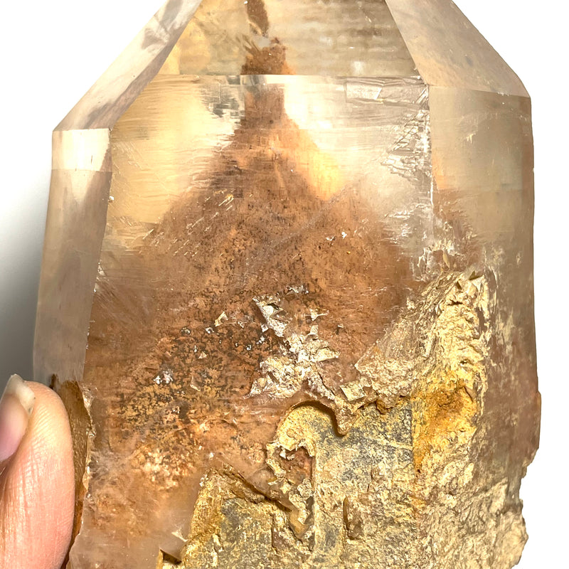 Large Phantom Discovery Quartz with Kaolinite Inclusions from Chongwe, Zambia