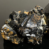 Self-Standing Black Tourmaline Crystal with Hyalite and Feldspar, from Erongo Mountain, Erongo Region, Namibia