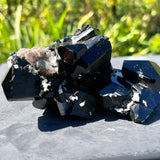 Lustrous Self-Standing Black Tourmaline Crystal with Feldspar, from Erongo Mountain, Erongo Region, Namibia