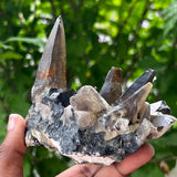 Gorgeous Self-Standing Smoky Quartz with Black Tourmaline and Hyalite, Rondekop, Erongo Mountain, Erongo Region, Namibia
