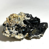 Lustrous Black Tourmaline Crystal with Hyalite, from Erongo Mountain, Erongo Region, Namibia