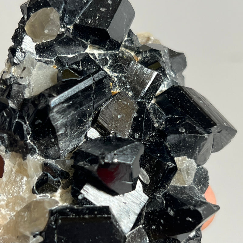 Lustrous Black Tourmaline with Smoky Quartz, from Erongo Mountain, Erongo Region, Namibia