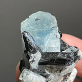 Gorgeous Aquamarine Specimen with Feldspar and Black Tourmaline
