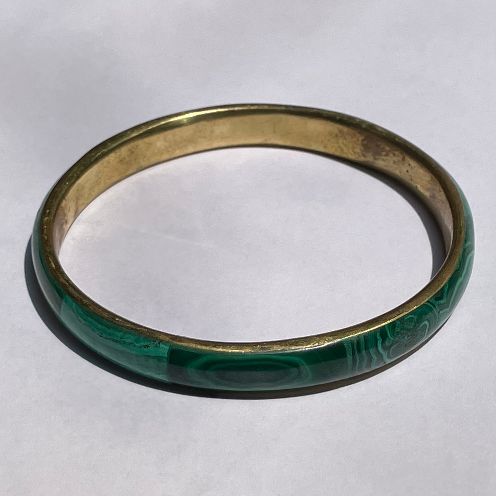 Malachite and brass bangle bracelet. EUC! Such a online stunning piece!!