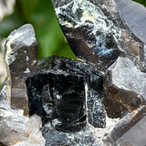 Smoky Quartz Crystal with Black Tourmaline and Hyalite from Rondekop, Erongo Mountain, Erongo Region, Namibia
