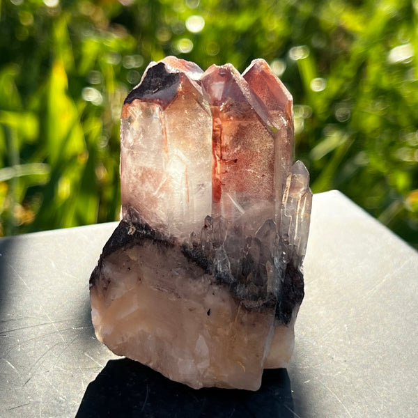 Gorgeous Self-Standing Ishuko Red Phantom Quartz, Hematite included Quartz from the Central Province of Zambia