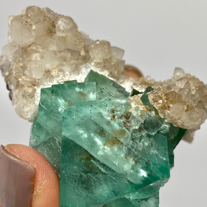 Green Fluorite with Quartz from Riemvasmaak, Namaqualand, Witbank Region, South Africa