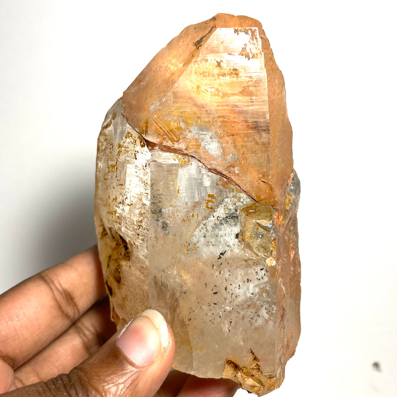 Large Phantom Discovery Quartz with Kaolinite Inclusions from Chongwe, Zambia