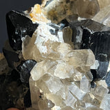 Black Tourmaline and Smoky Quartz with Hyalite, from Erongo Mountain, Erongo Region, Namibia