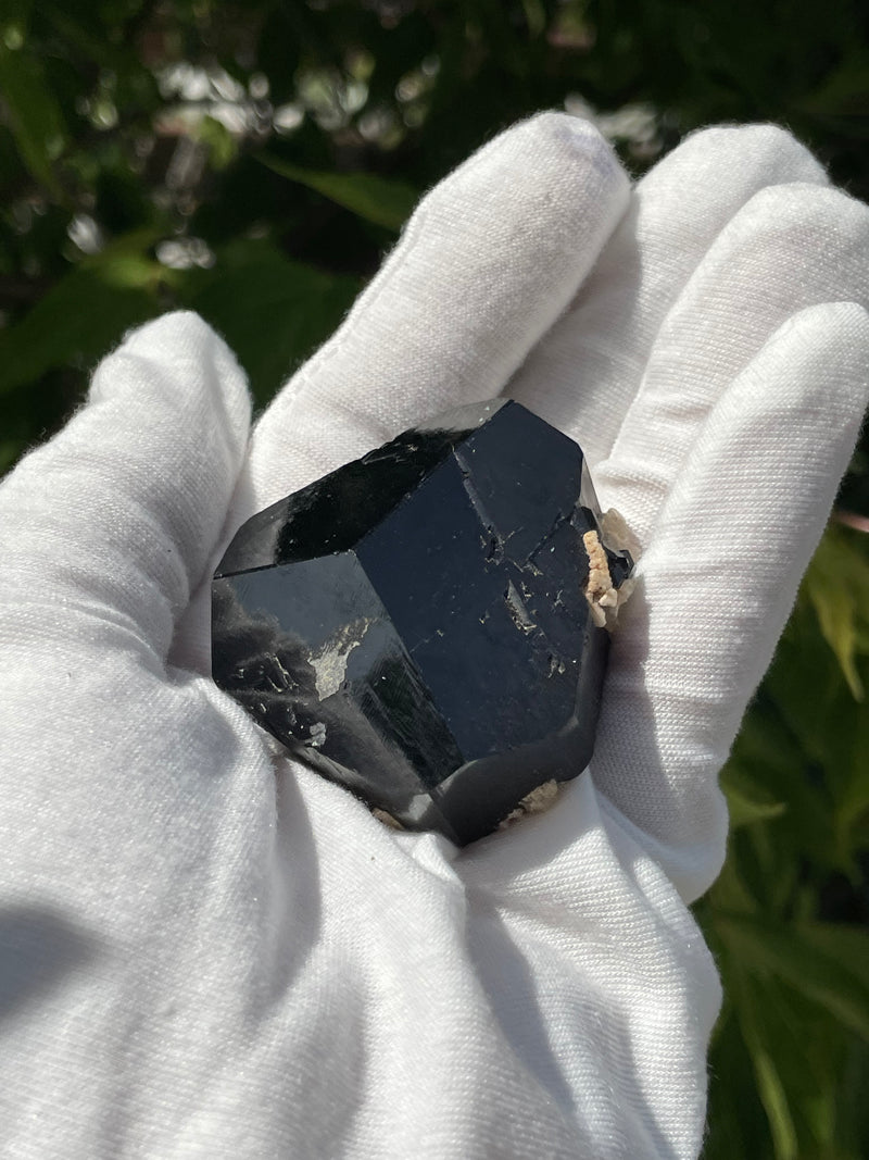 Large Black Tourmaline Crystal with Hyalite Opal, Mineral Specimen from Erongo Mountain, Erongo Region, Namibia