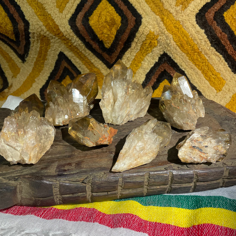 7 Piece (1 kilo) Kundalini Quartz, Congo Citrine, Natural Citrine, Lwena, Democratic Republic of Congo, Kundalini Citrine Crystal