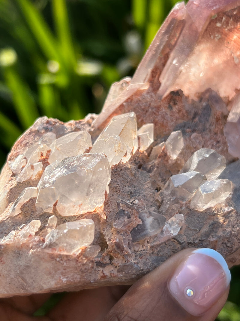 Gorgeous Self-Standing Ishuko Red Phantom Quartz, Hematite included Quartz from the Central Province of Zambia