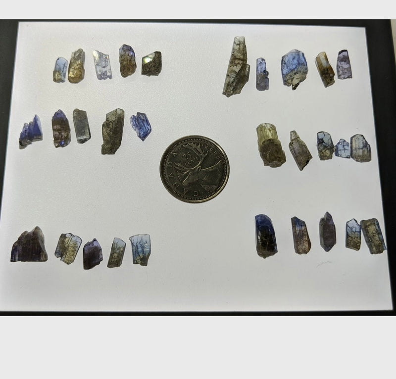 5 Natural Tanzanite Crystals Set, Yellow and Blue Tanzanite Gemstones, Blue Crystal, Raw Tanzanite, Merelani Hills, Tanzania