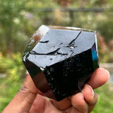 Lustrous Black Tourmaline Crystal with Hyalite, from Erongo Mountain, Erongo Region, Namibia