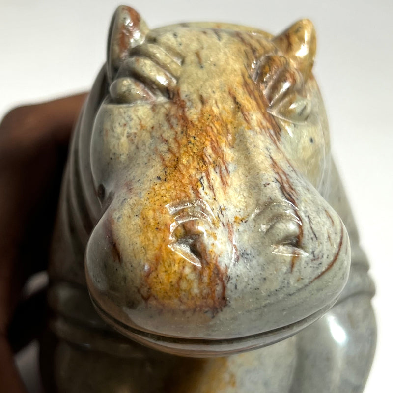 Soapstone Hippo, Shona Sculpture from Chitungwiza, Zimbabwe by Tracy Chatsama