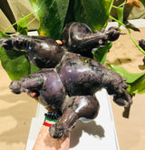 “Hippo Family" Shona Sculpture in Beautifully Textured Lepidolite, from the Chitungwiza Art Centre, Zimbabwe