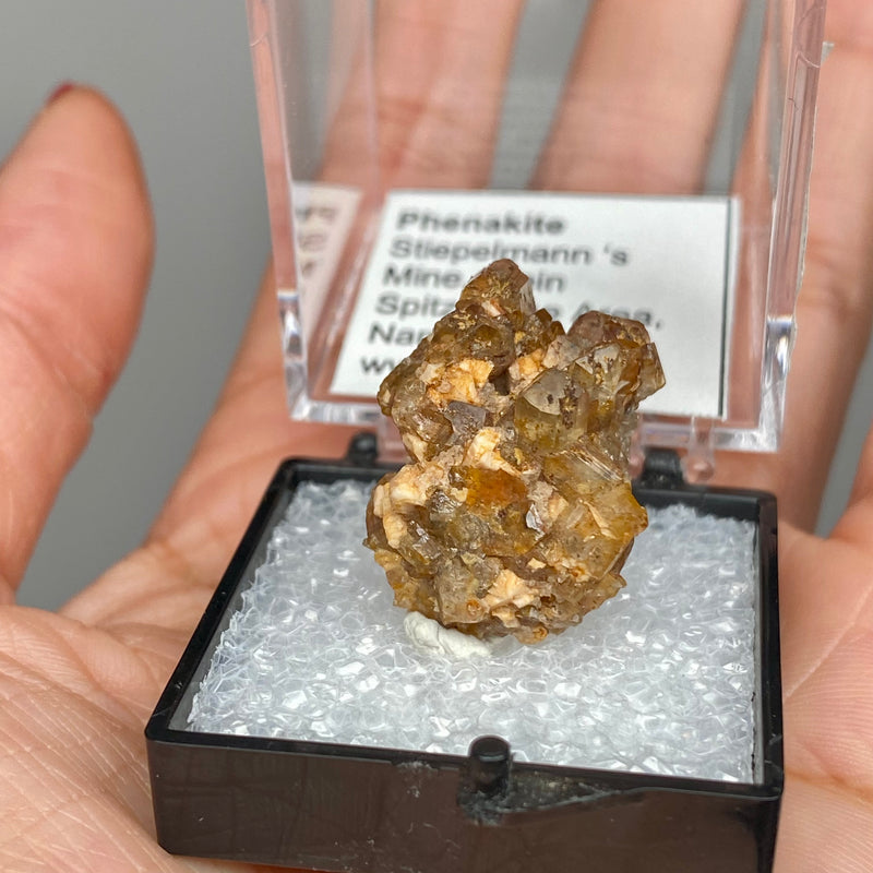 Phenakite on Feldspar matrix, Thumbnail, Stiepelmann’s Mine, Klein Spitzkoppe Area, Namibia