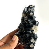 Lustrous Black Tourmaline with Smoky Quartz, from Erongo Mountain, Erongo Region, Namibia