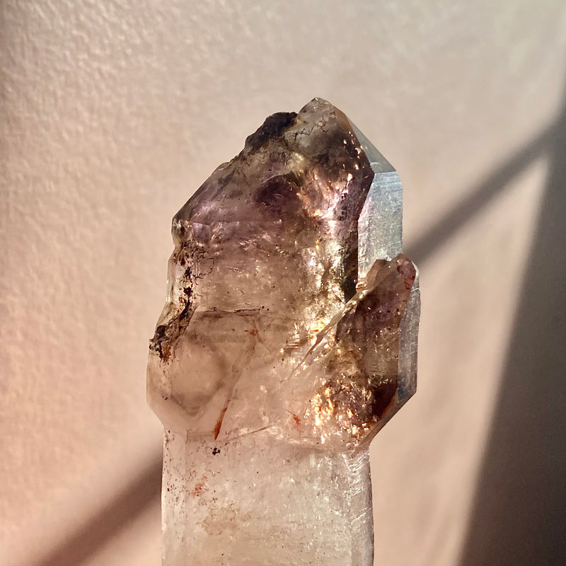 Shangaan Scepter, Smokey Amethyst Wand with Rainbow From Zimbabwe