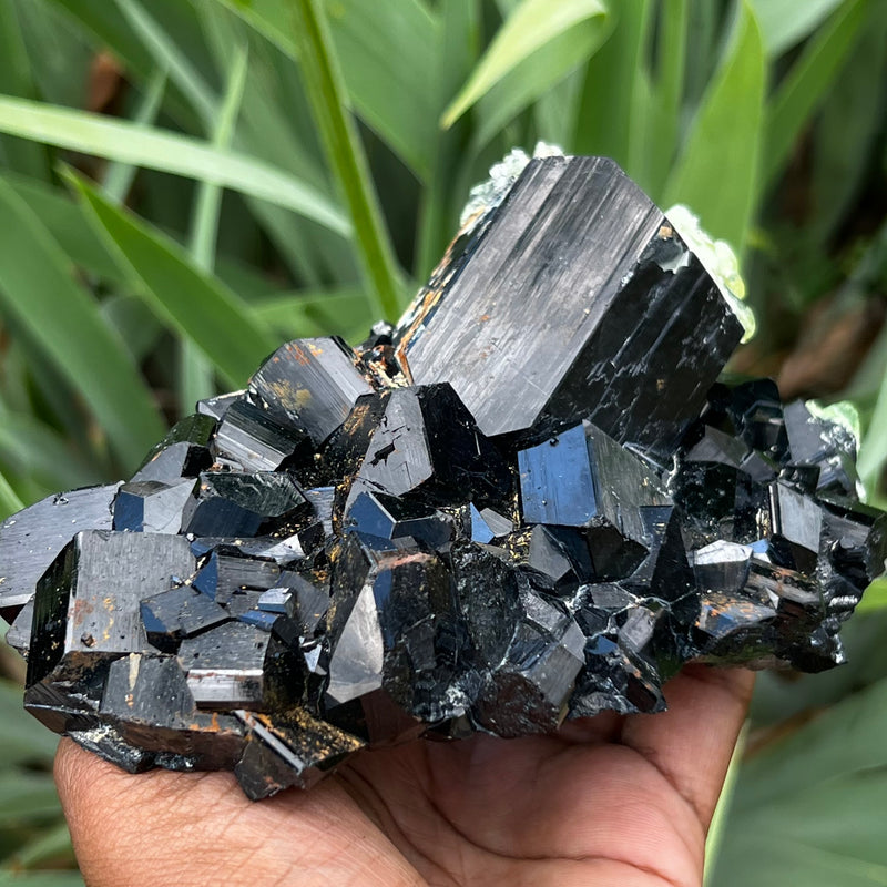 Lustrous Black Tourmaline with Hyalite, from Erongo Mountain, Erongo Region, Namibia