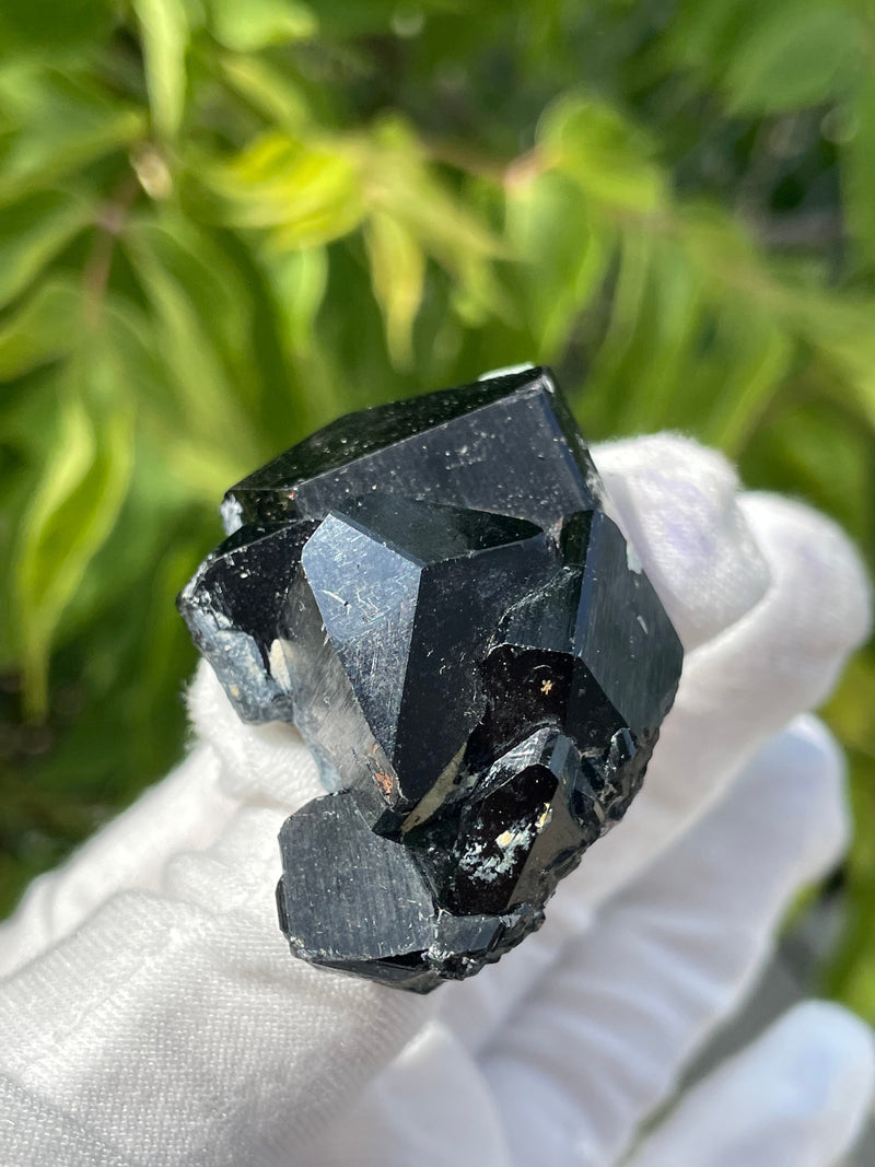 Black Tourmaline Cluster with Hyalite Opal, Mineral Specimen from Erongo Mountain, Erongo Region, Namibia