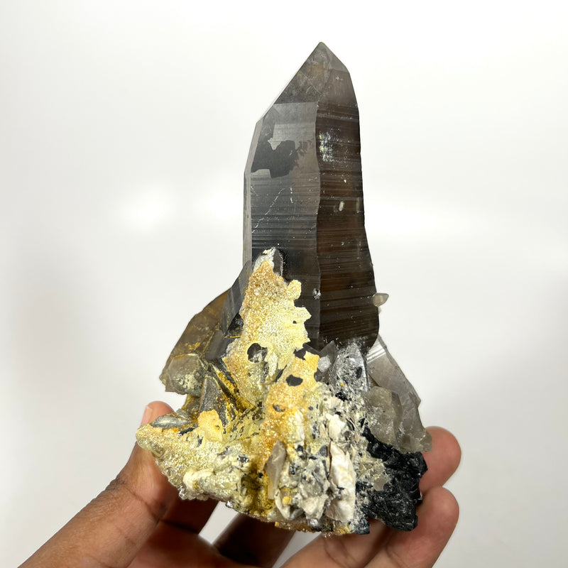 Gorgeous Self-Standing Smokey Quartz with Hyalite, Erongo Mountain, Erongo Region, Namibia